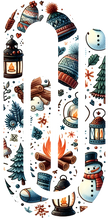 Load image into Gallery viewer, Winter-themed decorative elements including hats, lanterns, and snowmen on a white background.