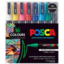 Load image into Gallery viewer, UNI POSCA FINE PAINT MKR 16P ASSORTED SET