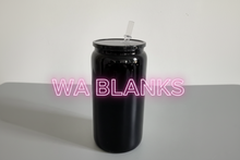 Load image into Gallery viewer, Black tumbler with a straw on a white background