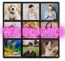 Load image into Gallery viewer, Collage of various photos including a puppy, baby, family, and pets on a black frame.
