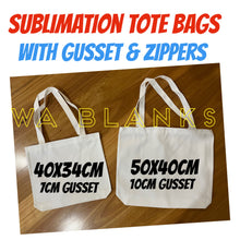 Load image into Gallery viewer, Tote Bags - Heavy Duty WHITE CANVAS with internal zipper
